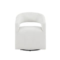 Poltrona tonda a botte Celeste Modern Boucle, schienale aperto e bracciolo curvo, poltrona girevole di Furniture of America