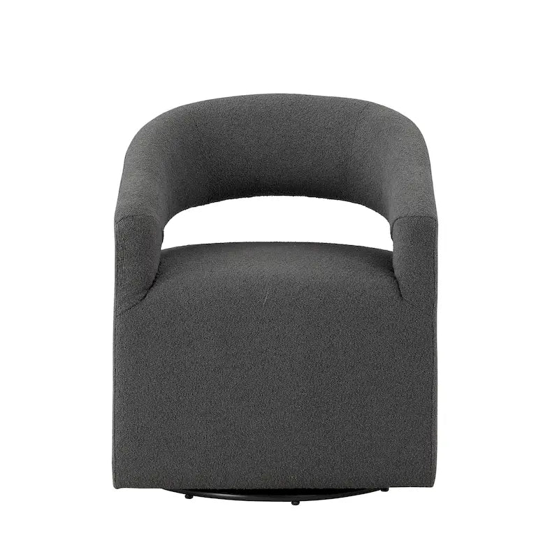 Fauteuil tournant Celeste Modern Boucle, dossier ouvert et accoudoirs incurvés, par Furniture of America