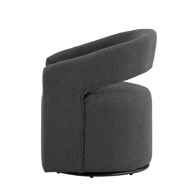 Poltrona tonda a botte Celeste Modern Boucle, schienale aperto e bracciolo curvo, poltrona girevole di Furniture of America