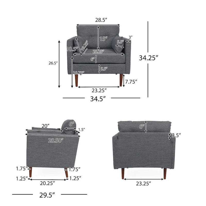 Poltrona "Tufted Club" Symonds con cuscini decorativi, di Christopher Knight Home