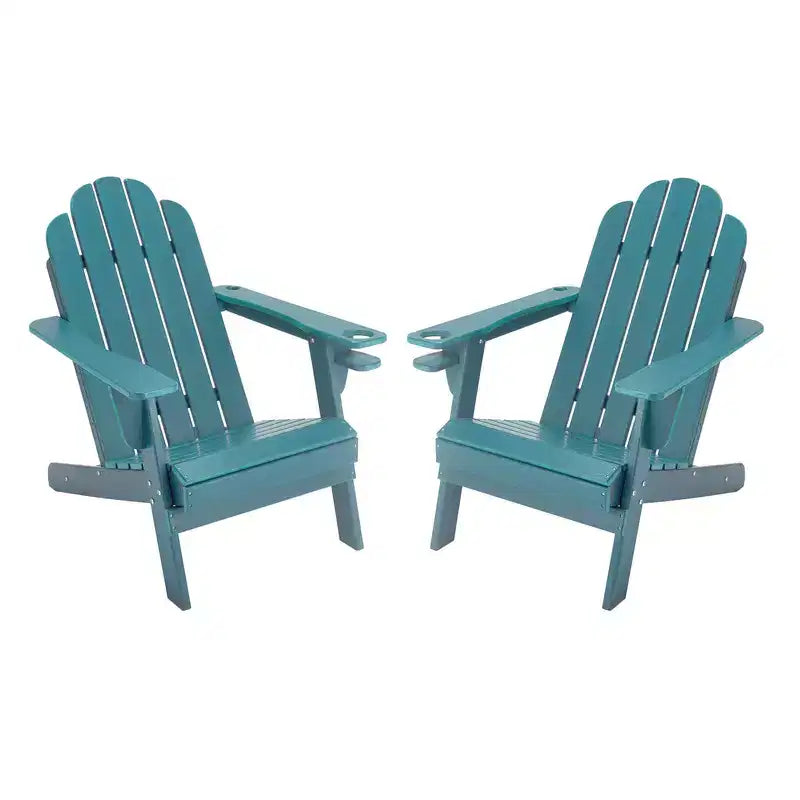 CASAINC Adirondack Chair with Cup Holder and Umbrella Hole, Set of 2