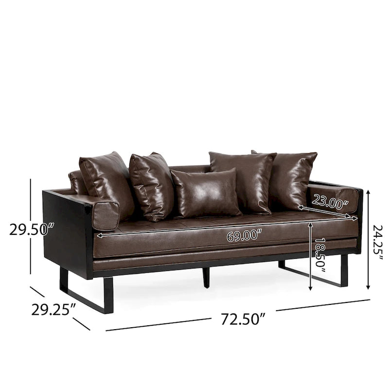 Divanetto oversize imbottito in ecopelle Gilmans con cuscini decorativi di Christopher Knight Home