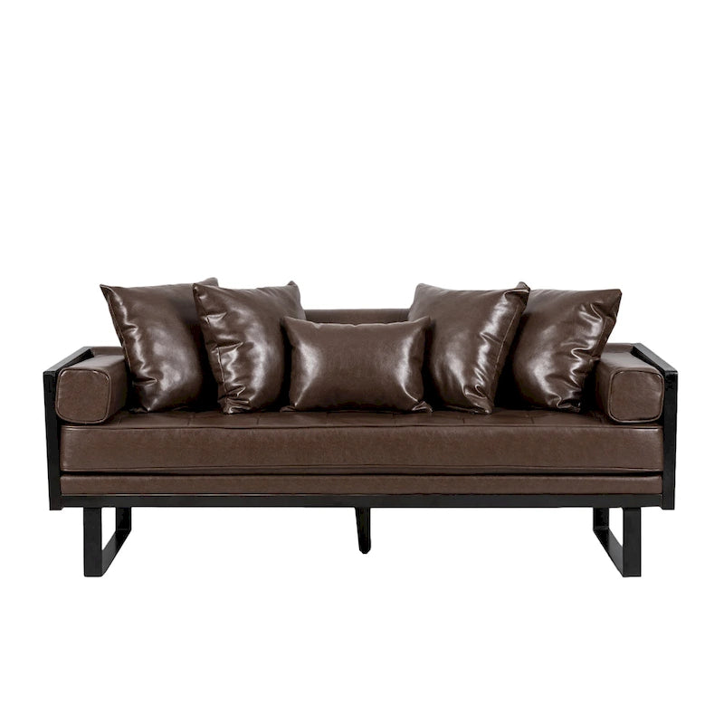 Divanetto oversize imbottito in ecopelle Gilmans con cuscini decorativi di Christopher Knight Home
