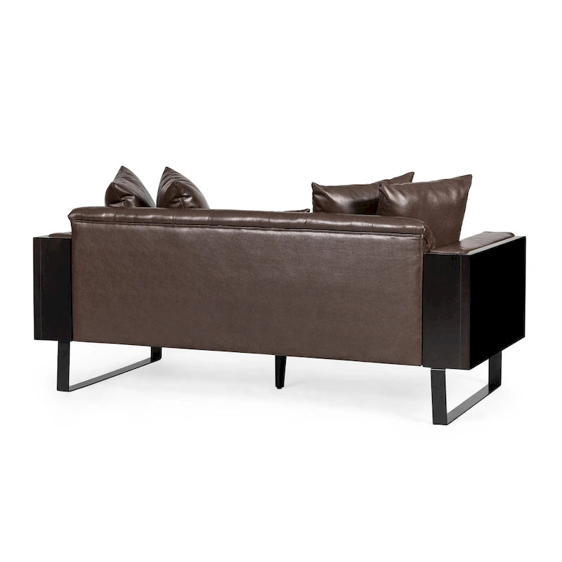 Divanetto oversize imbottito in ecopelle Gilmans con cuscini decorativi di Christopher Knight Home