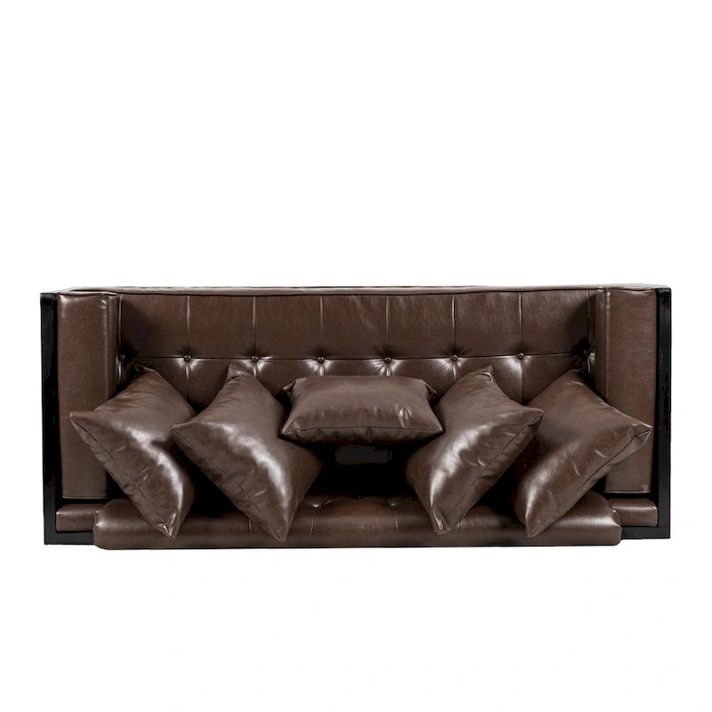 Divanetto oversize imbottito in ecopelle Gilmans con cuscini decorativi di Christopher Knight Home