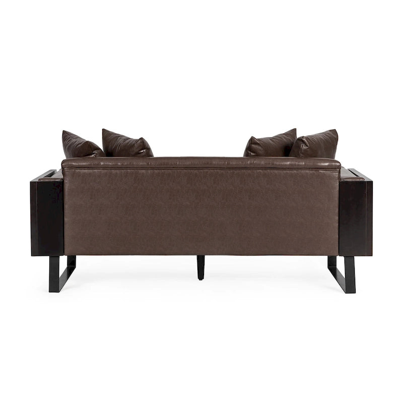 Divanetto oversize imbottito in ecopelle Gilmans con cuscini decorativi di Christopher Knight Home