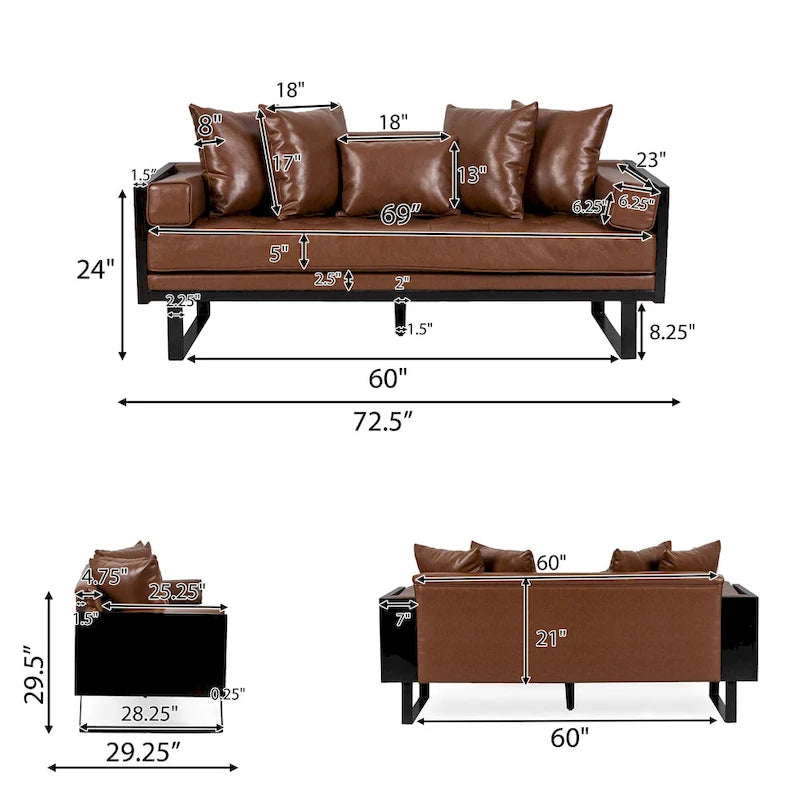 Divanetto oversize imbottito in ecopelle Gilmans con cuscini decorativi di Christopher Knight Home