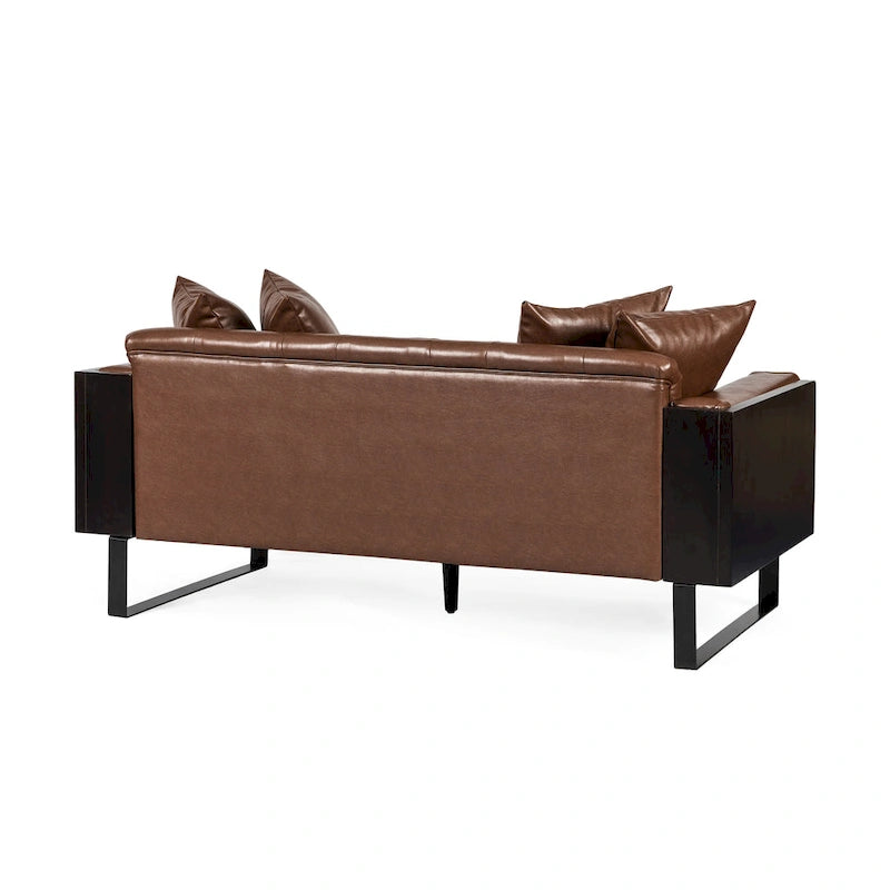 Divanetto oversize imbottito in ecopelle Gilmans con cuscini decorativi di Christopher Knight Home