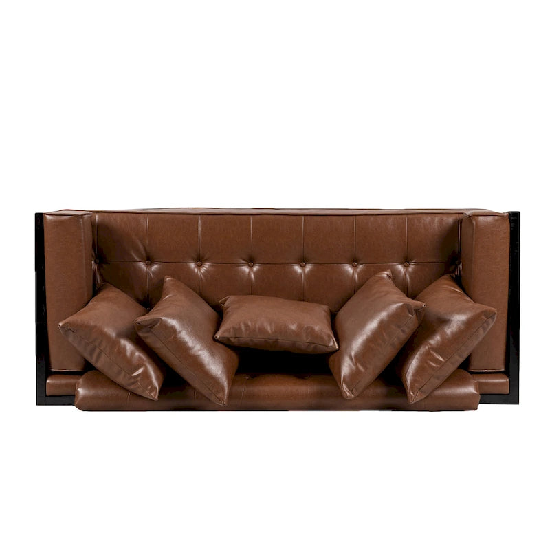 Divanetto oversize imbottito in ecopelle Gilmans con cuscini decorativi di Christopher Knight Home