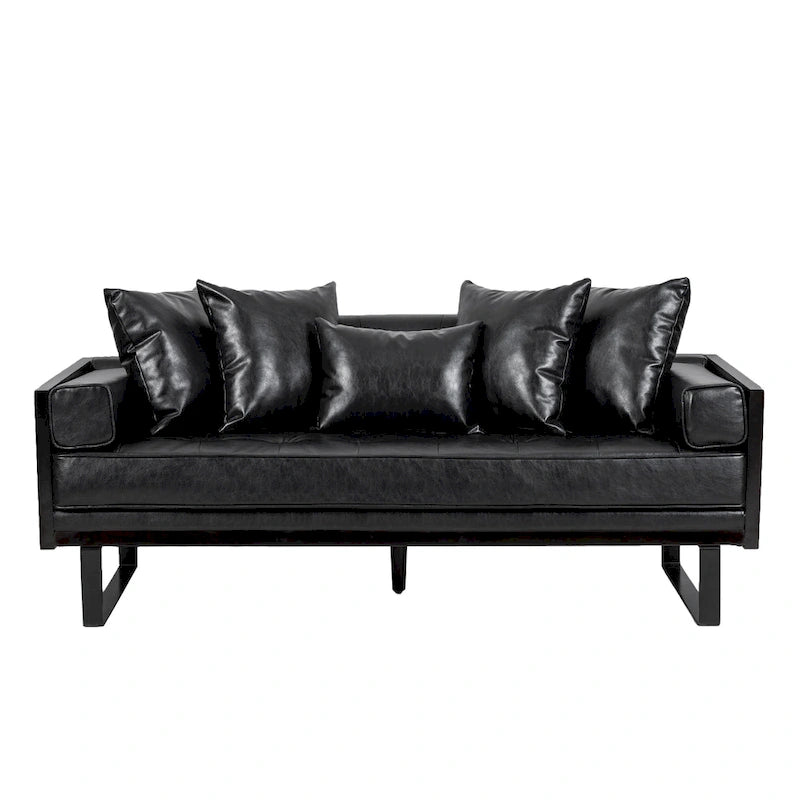 Divanetto oversize imbottito in ecopelle Gilmans con cuscini decorativi di Christopher Knight Home