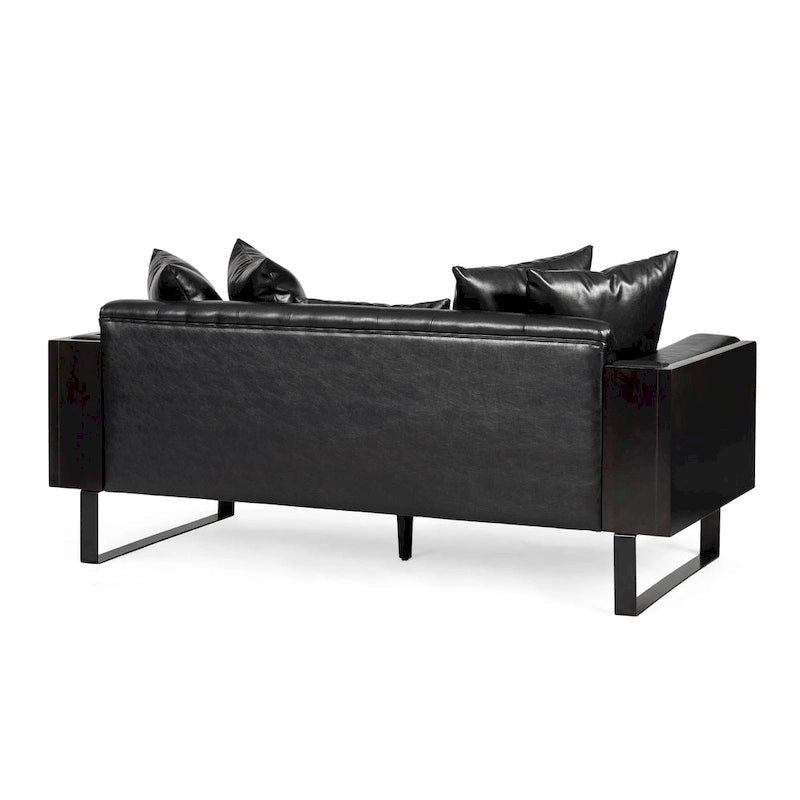 Divanetto oversize imbottito in ecopelle Gilmans con cuscini decorativi di Christopher Knight Home