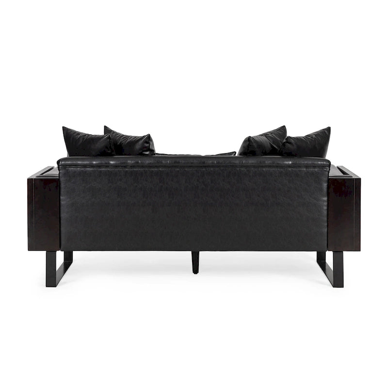 Divanetto oversize imbottito in ecopelle Gilmans con cuscini decorativi di Christopher Knight Home