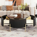 31.5 Modern Round Coffee Table with Large Drawer Storage