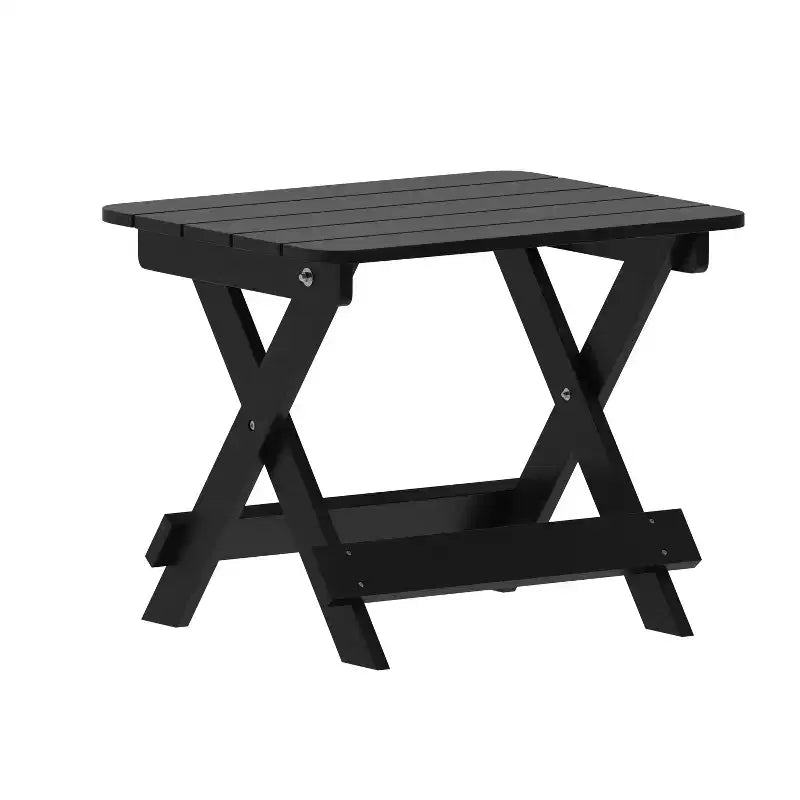 Flash Furniture Monterey Set Adirondack Commerciale 3 Pezzi per Interni/Esterni con 2 Lettini Reclinabili in HDPE con Portabicchieri e Tavolino Pieghevole