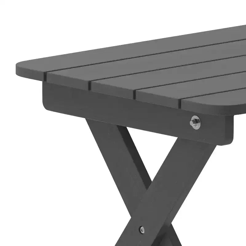 Flash Furniture Monterey Set Adirondack Commerciale 3 Pezzi per Interni/Esterni con 2 Lettini Reclinabili in HDPE con Portabicchieri e Tavolino Pieghevole