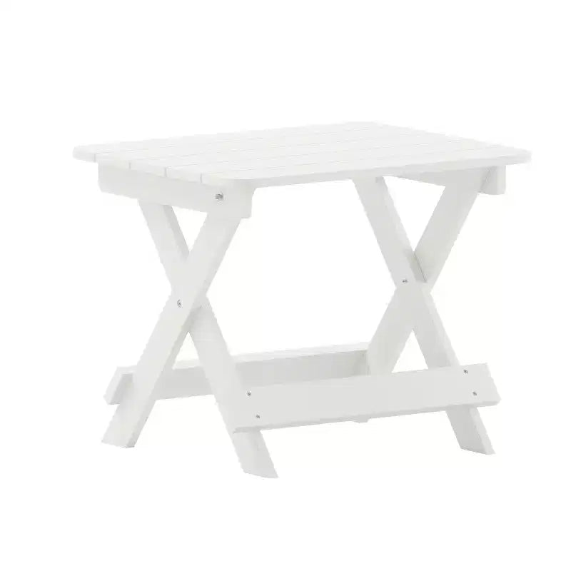 Flash Furniture Monterey Set Adirondack Commerciale 3 Pezzi per Interni/Esterni con 2 Lettini Reclinabili in HDPE con Portabicchieri e Tavolino Pieghevole