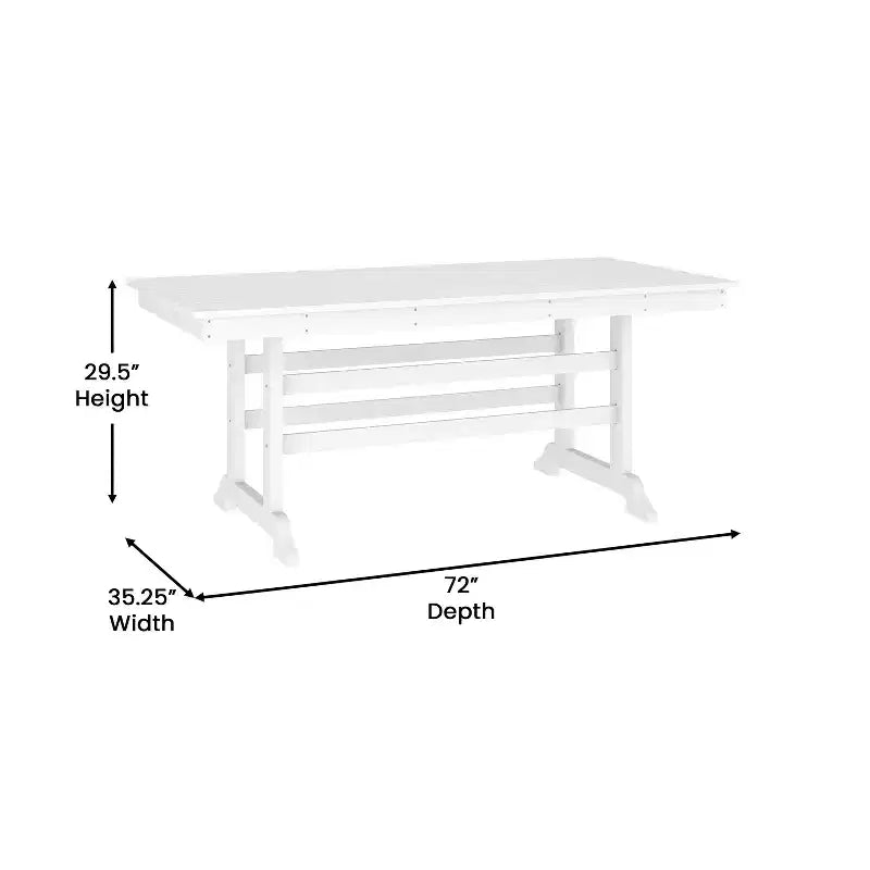 Set da pranzo Adirondack Emma e Oliver 7 pz con tavolo rettangolare 72" da interni/esterni in HDPE riciclato e 6 sedie con portabicchieri
