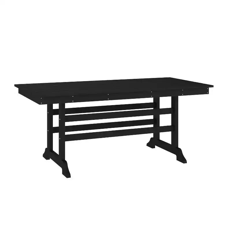 Set da pranzo Adirondack Emma e Oliver 7 pz con tavolo rettangolare 72" da interni/esterni in HDPE riciclato e 6 sedie con portabicchieri