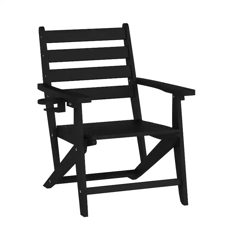 Set da pranzo Adirondack Emma e Oliver 7 pz con tavolo rettangolare 72" da interni/esterni in HDPE riciclato e 6 sedie con portabicchieri