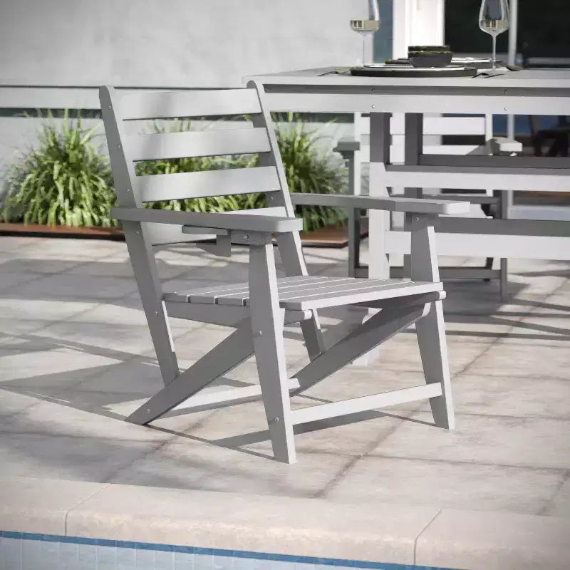 Set da pranzo Adirondack Emma e Oliver 7 pz con tavolo rettangolare 72" da interni/esterni in HDPE riciclato e 6 sedie con portabicchieri