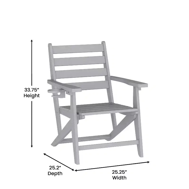 Set da pranzo Adirondack Emma e Oliver 7 pz con tavolo rettangolare 72" da interni/esterni in HDPE riciclato e 6 sedie con portabicchieri