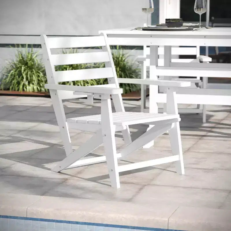 Set da pranzo Adirondack Emma e Oliver 7 pz con tavolo rettangolare 72" da interni/esterni in HDPE riciclato e 6 sedie con portabicchieri