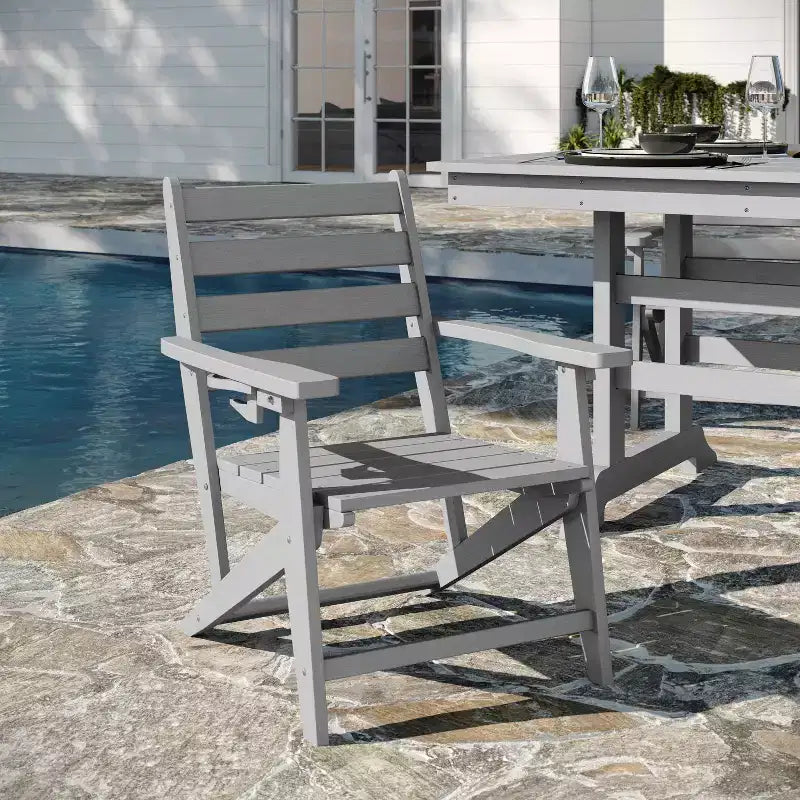 Flash Furniture Tolleson Set da pranzo commerciale Adirondack da 7 pezzi con tavolo rettangolare in HDPE riciclato per interni/esterni da 72 pollici e 6 sedie con portabicchieri