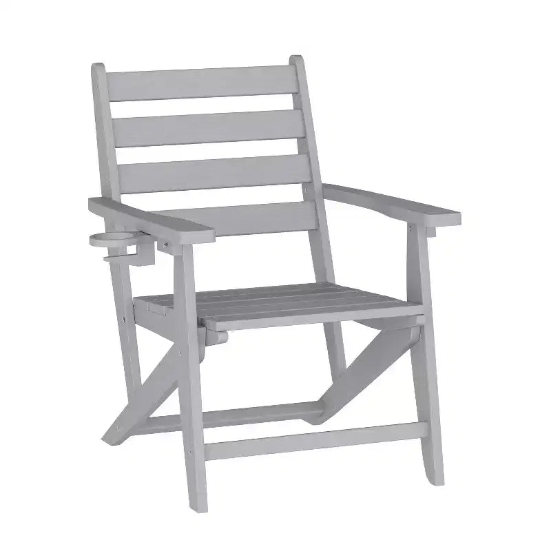 Flash Furniture Tolleson Set da pranzo commerciale Adirondack da 7 pezzi con tavolo rettangolare in HDPE riciclato per interni/esterni da 72 pollici e 6 sedie con portabicchieri