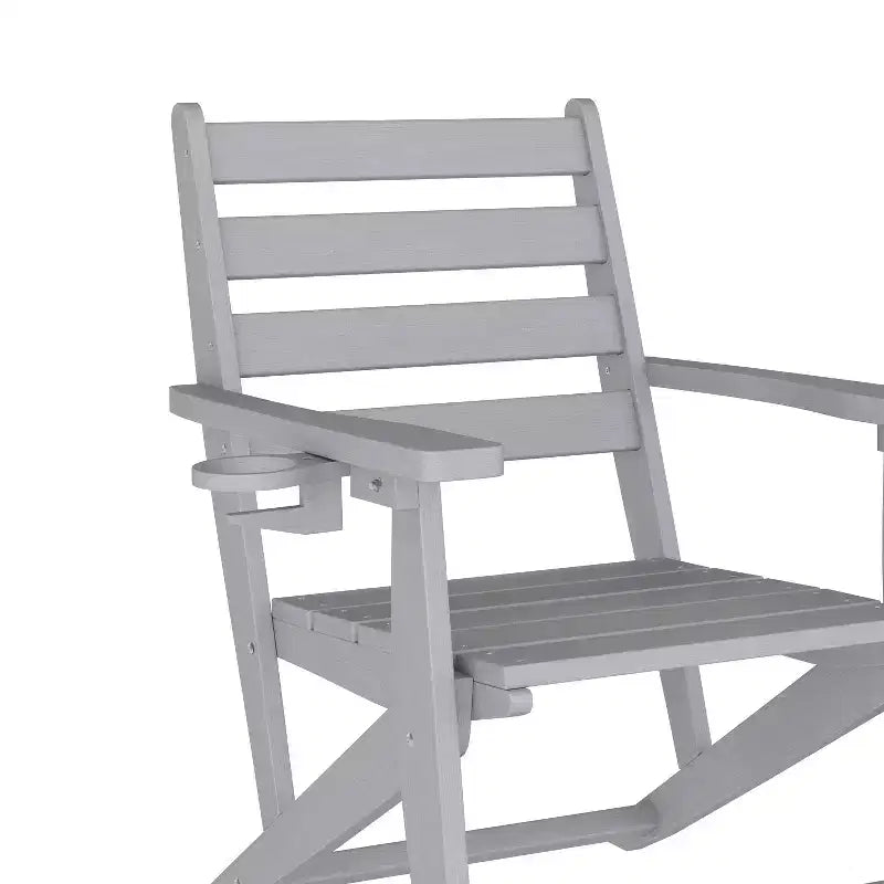 Flash Furniture Tolleson Set da pranzo commerciale Adirondack da 7 pezzi con tavolo rettangolare in HDPE riciclato per interni/esterni da 72 pollici e 6 sedie con portabicchieri