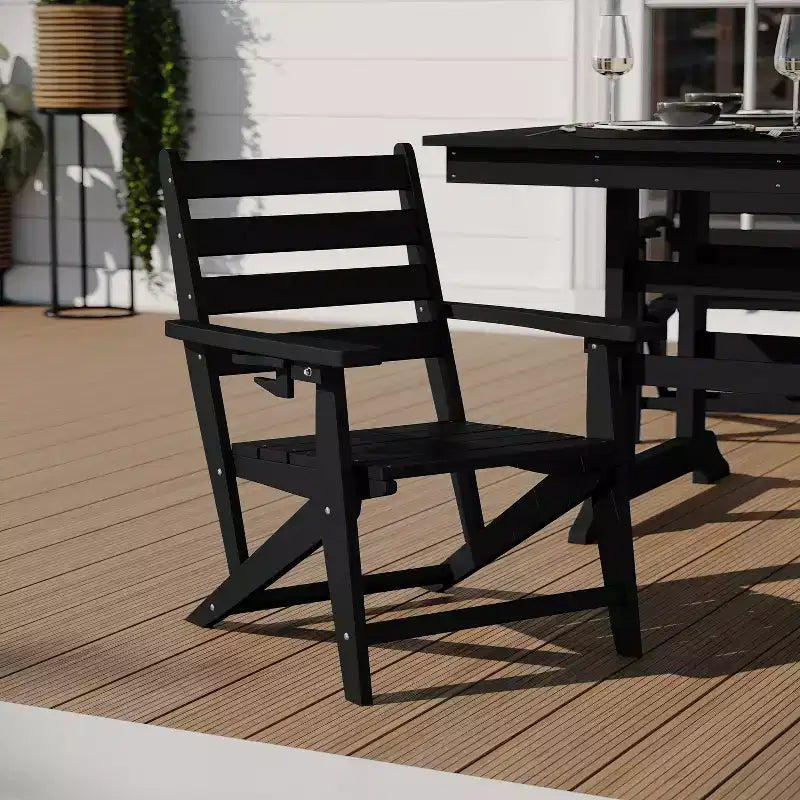 Merrick Lane Set 7 pz Adirondack Tavolo e Sedie con Portabicchieri Pieghevoli in HDPE Riciclato
