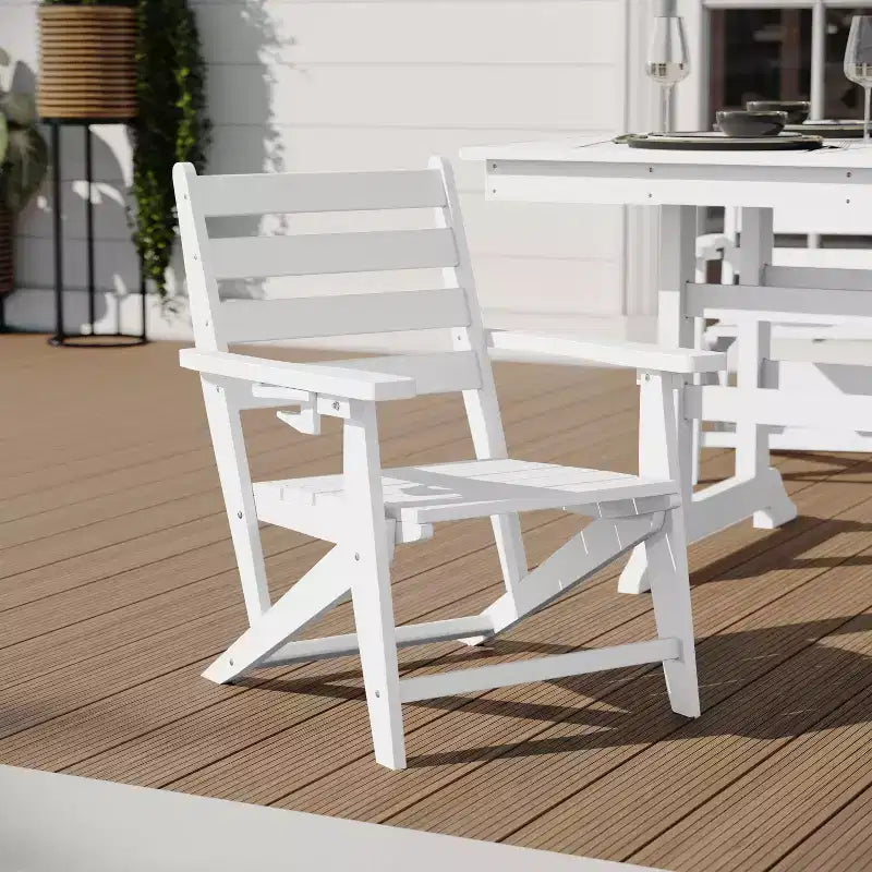 Merrick Lane Set 7 pz Adirondack Tavolo e Sedie con Portabicchieri Pieghevoli in HDPE Riciclato