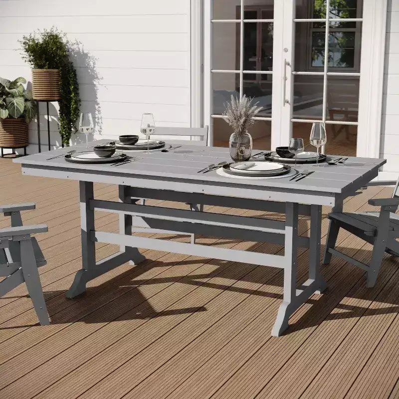 Merrick Lane Set 7 pz Adirondack Tavolo e Sedie con Portabicchieri Pieghevoli in HDPE Riciclato