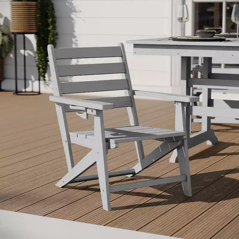Merrick Lane Set 7 pz Adirondack Tavolo e Sedie con Portabicchieri Pieghevoli in HDPE Riciclato