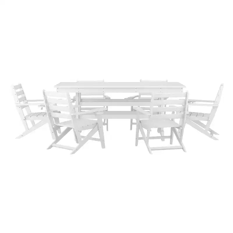 Merrick Lane Set 7 pz Adirondack Tavolo e Sedie con Portabicchieri Pieghevoli in HDPE Riciclato