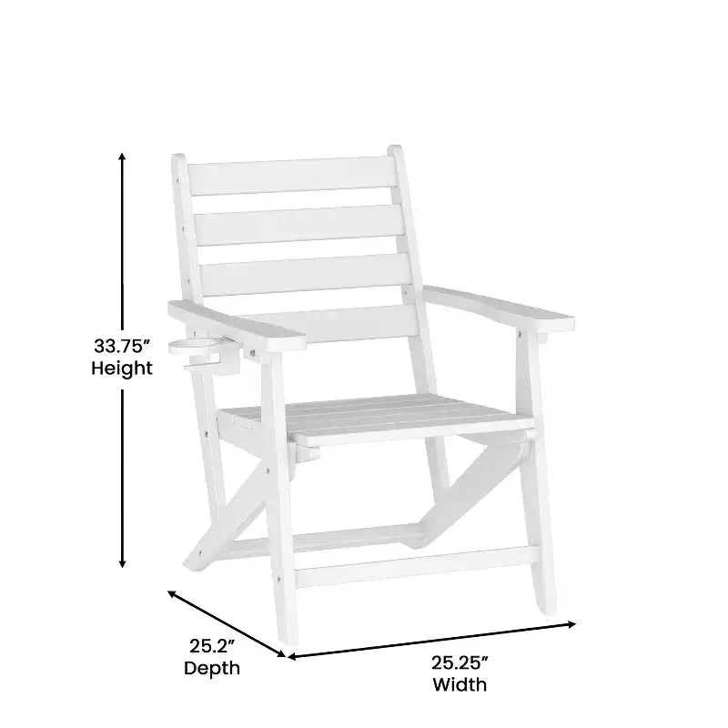 Flash Furniture Tolleson Set da Pranzo Commerciale Adirondack 5 Pezzi con Tavolo Rotondo da 48 Interno/Esterno in HDPE Riciclato e 4 Sedie con Portabicchieri