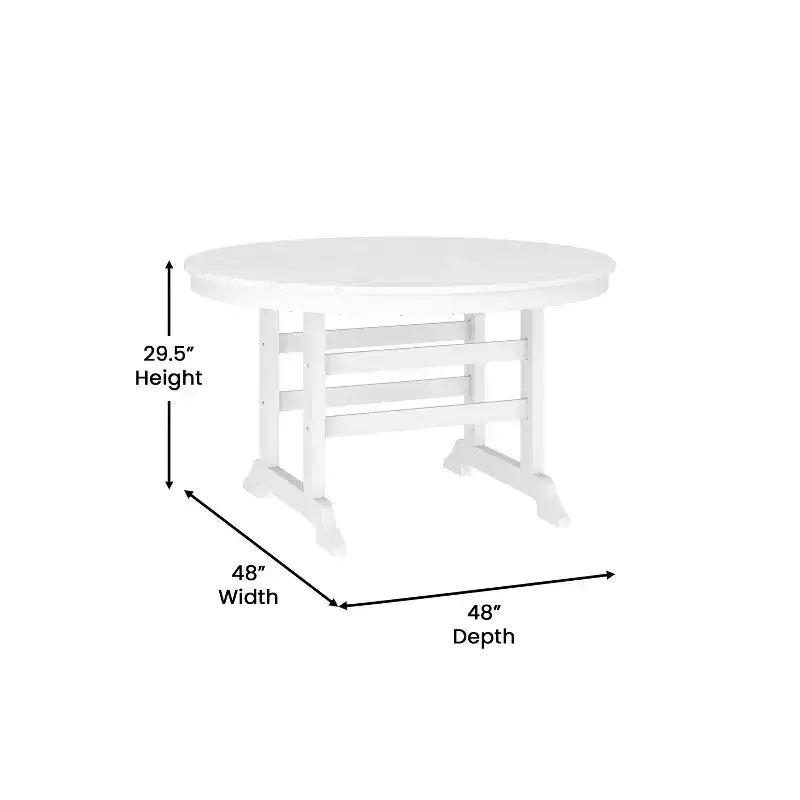 Flash Furniture Tolleson Set da Pranzo Commerciale Adirondack 5 Pezzi con Tavolo Rotondo da 48 Interno/Esterno in HDPE Riciclato e 4 Sedie con Portabicchieri