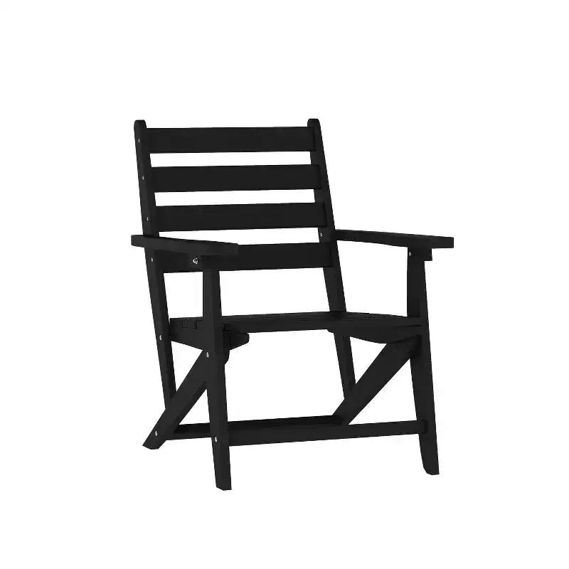 Flash Furniture Tolleson Set da Pranzo Commerciale Adirondack 5 Pezzi con Tavolo Rotondo da 48 Interno/Esterno in HDPE Riciclato e 4 Sedie con Portabicchieri