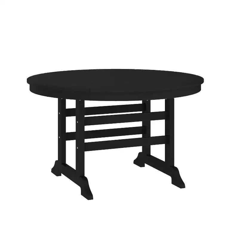 Flash Furniture Tolleson Set da Pranzo Commerciale Adirondack 5 Pezzi con Tavolo Rotondo da 48 Interno/Esterno in HDPE Riciclato e 4 Sedie con Portabicchieri