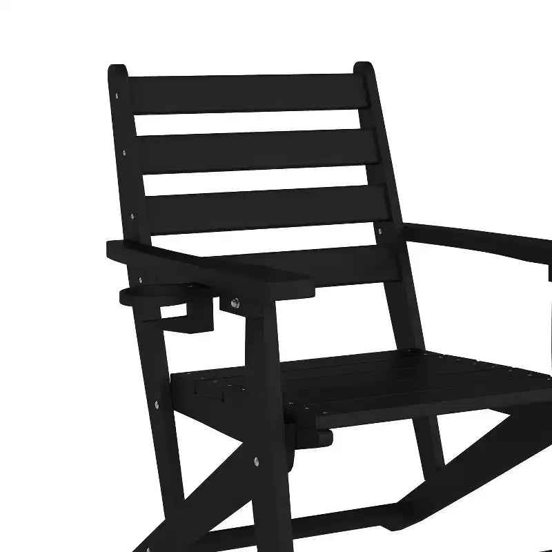 Flash Furniture Tolleson Set da Pranzo Commerciale Adirondack 5 Pezzi con Tavolo Rotondo da 48 Interno/Esterno in HDPE Riciclato e 4 Sedie con Portabicchieri