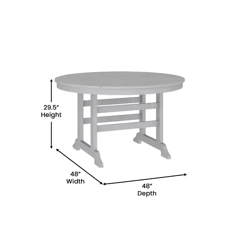 Flash Furniture Tolleson Set da Pranzo Commerciale Adirondack 5 Pezzi con Tavolo Rotondo da 48 Interno/Esterno in HDPE Riciclato e 4 Sedie con Portabicchieri