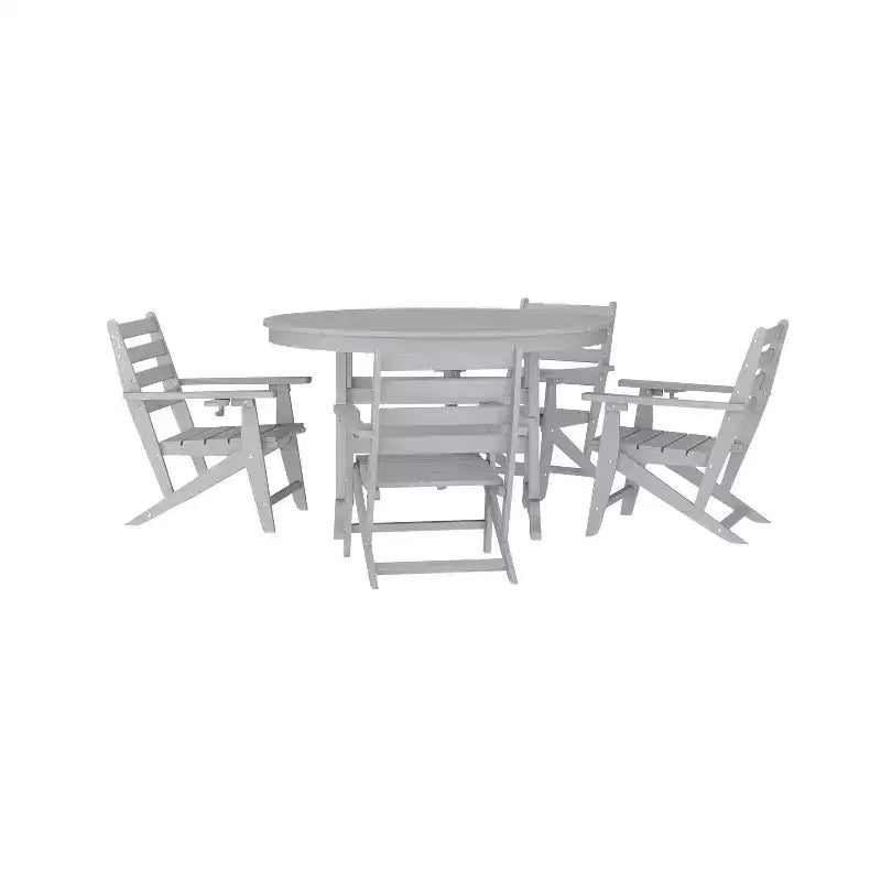 Ensemble de salle à manger 5 pièces Adirondack commercial Tolleson de Flash Furniture avec table ronde d'intérieur/extérieur en PEHD recyclé de 48 pouces et 4 chaises avec porte-gobelets