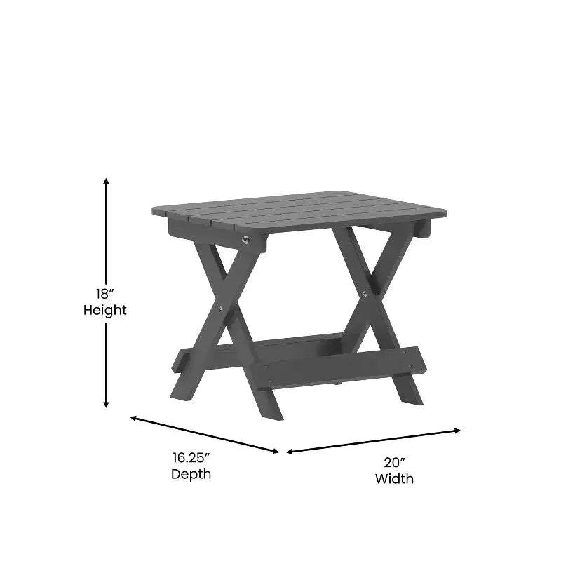 Set 3 Pezzi di Sedie/Tavolo Adirondack Merrick Lane per Uso Interno/Esterno con 2 Sedie a Sdraio Regolabili con Portabicchieri e Tavolino Pieghevole
