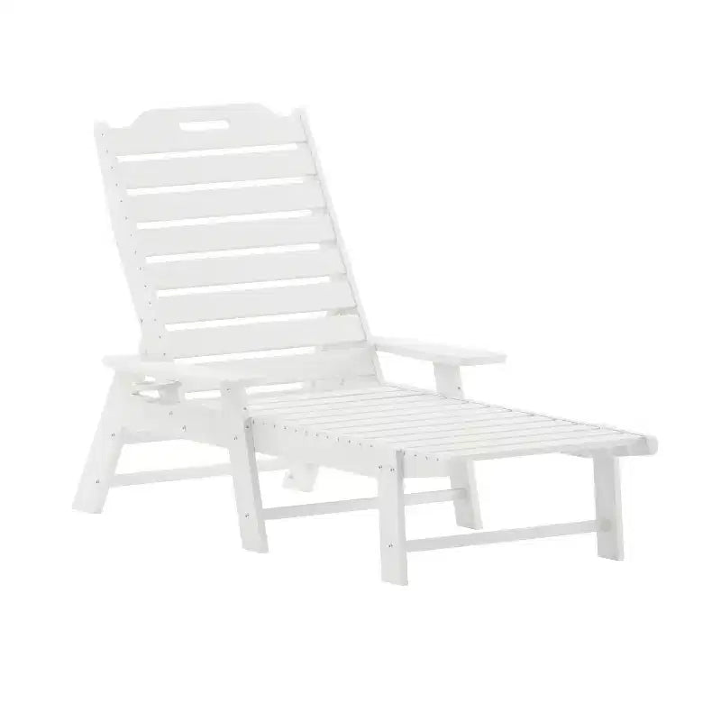 Set 3 Pezzi di Sedie/Tavolo Adirondack Merrick Lane per Uso Interno/Esterno con 2 Sedie a Sdraio Regolabili con Portabicchieri e Tavolino Pieghevole