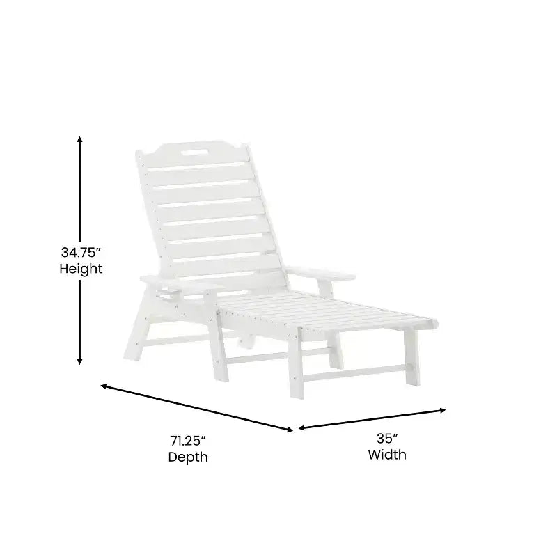 Set 3 Pezzi di Sedie/Tavolo Adirondack Merrick Lane per Uso Interno/Esterno con 2 Sedie a Sdraio Regolabili con Portabicchieri e Tavolino Pieghevole