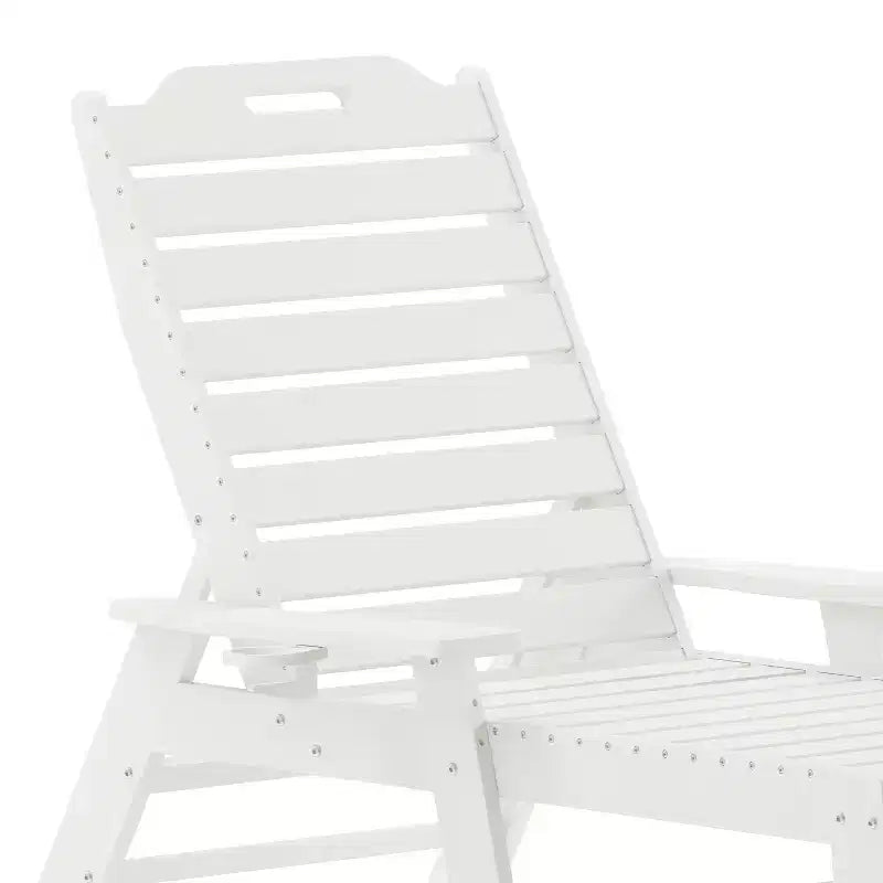 Set 3 Pezzi di Sedie/Tavolo Adirondack Merrick Lane per Uso Interno/Esterno con 2 Sedie a Sdraio Regolabili con Portabicchieri e Tavolino Pieghevole