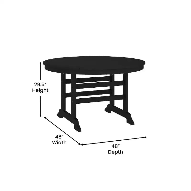 Tavolo e sedie Adirondack Merrick Lane 5 pz con portabicchieri a scomparsa in HDPE riciclato