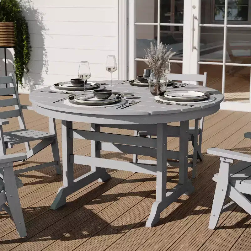 Tavolo e sedie Adirondack Merrick Lane 5 pz con portabicchieri a scomparsa in HDPE riciclato