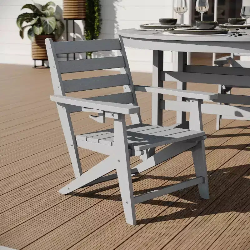 Tavolo e sedie Adirondack Merrick Lane 5 pz con portabicchieri a scomparsa in HDPE riciclato