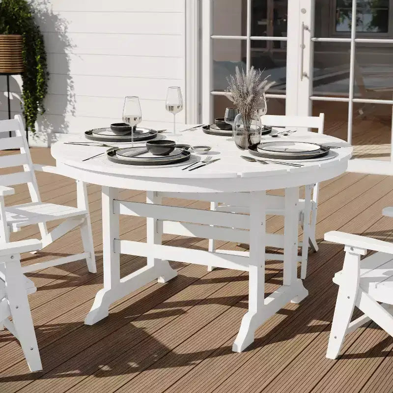 Tavolo e sedie Adirondack Merrick Lane 5 pz con portabicchieri a scomparsa in HDPE riciclato