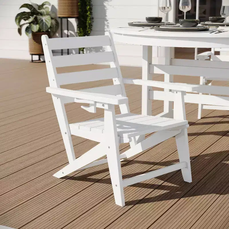 Tavolo e sedie Adirondack Merrick Lane 5 pz con portabicchieri a scomparsa in HDPE riciclato